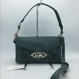 Coach Dark Turquoise Leather Satchel Crossbody Bag